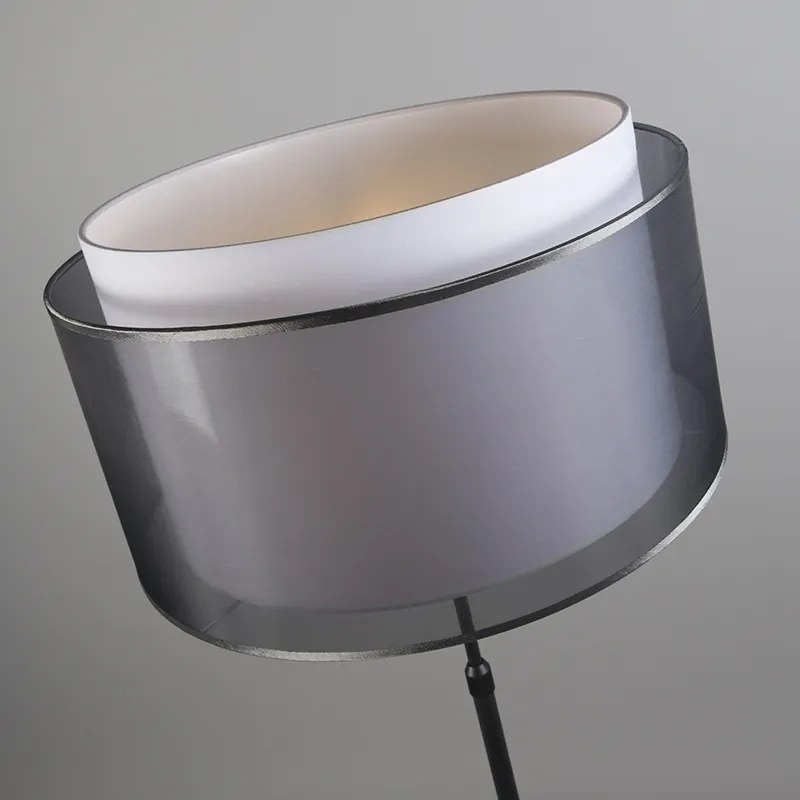 Candeeiro de pé preto com abajur preto/branco 47 cm ajustável - Parte Design,Moderno