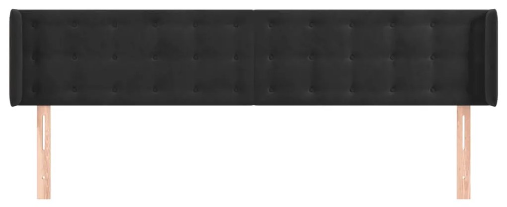 Cabeceira de cama c/ abas veludo 163x16x78/88 cm preto