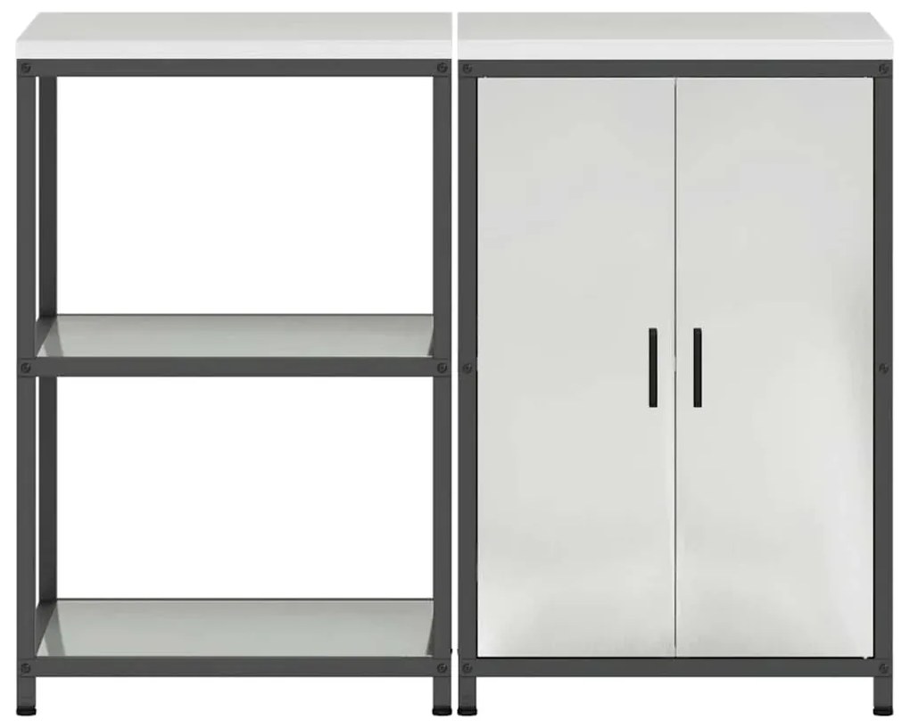 Conjunto de Armazenamento de Cozinha com prateleira 2 pcs Prata
