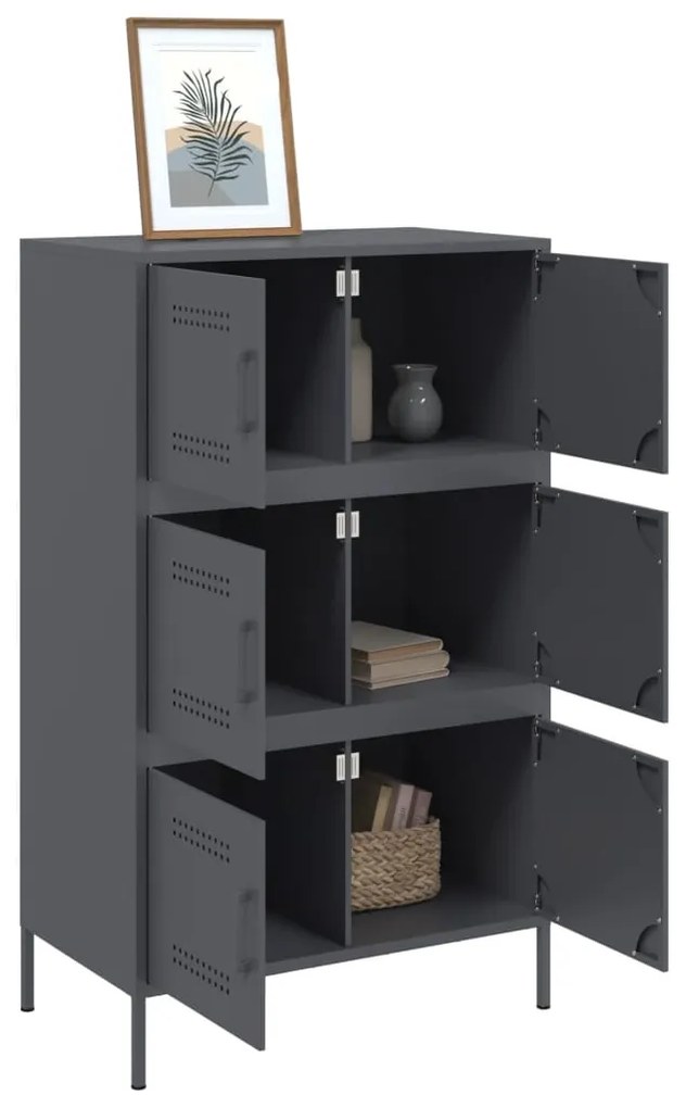 Aparador alto 68x39x113 cm aço antracite