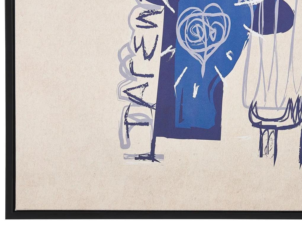 Quadro com motivo vintage abstrato em azul e creme 63 x 93 cm TREPPIO Beliani
