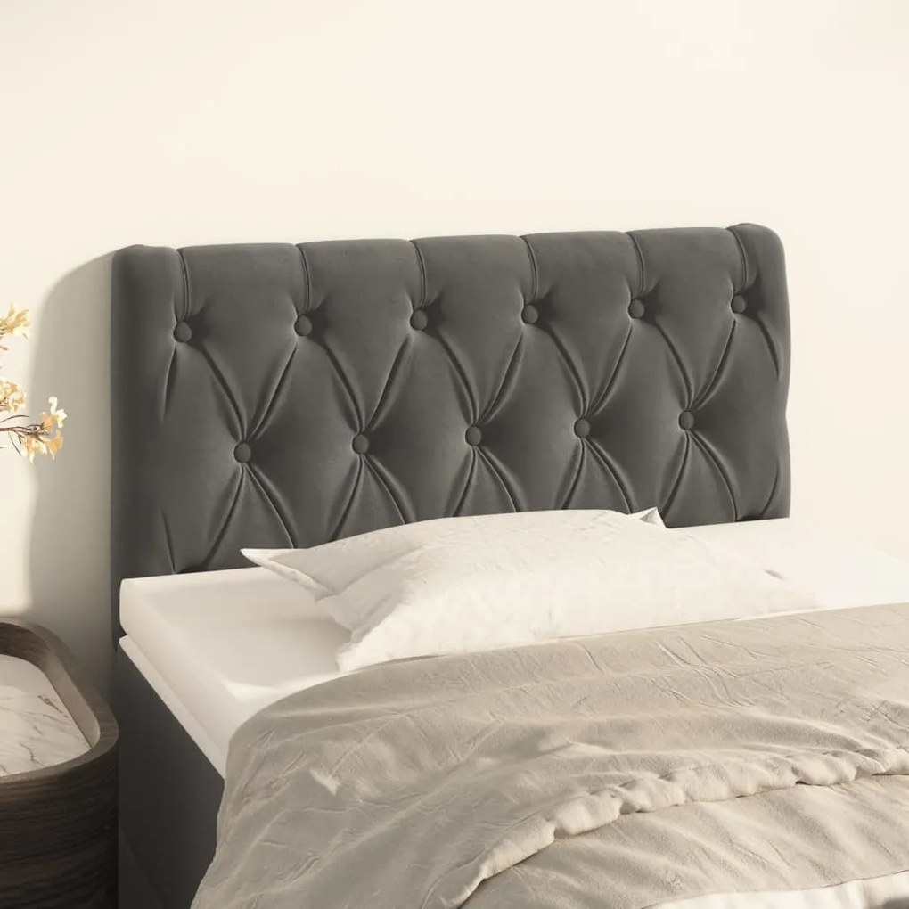 Cabeceira de cama veludo 80x7x78/88 cm cinzento-escuro