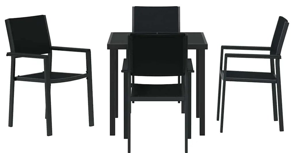 Conjunto de Jantar de Jardim 5 Peças Preto Rattan Sintético