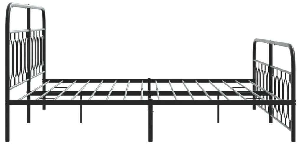 Estrutura de cama com cabeceira e pés 200x200 cm metal preto