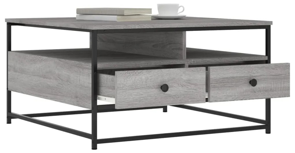 Mesa de centro 80x80x45 cm derivados de madeira cinzento sonoma