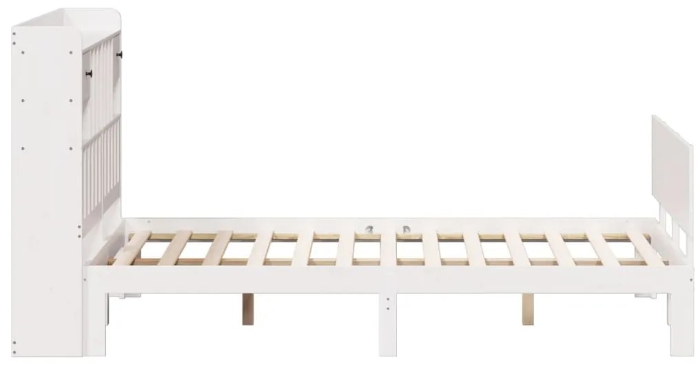 Cama com estante sem colchão 140x200 cm pinho maciço branco