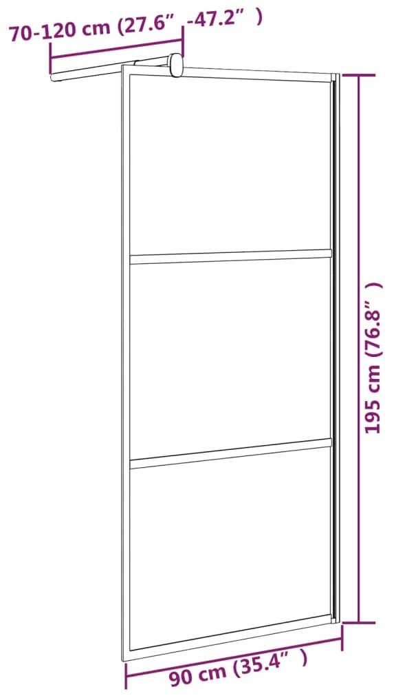 Divisória de chuveiro 90x195 cm vidro semiopaco ESG preto