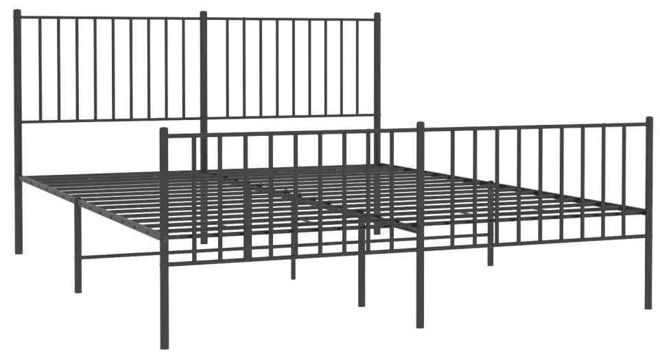 Estrutura de cama com cabeceira e pés 150x200 cm metal preto