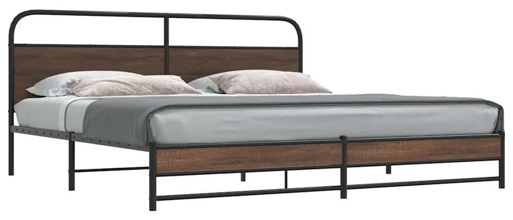Estrutura cama sem colchão 180x200 cm metal carvalho castanho