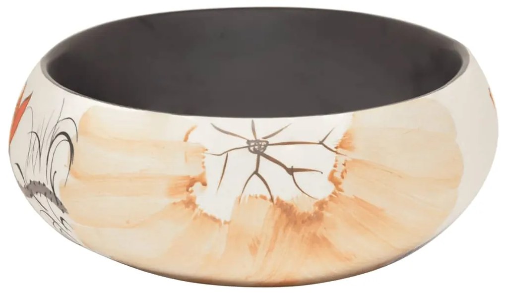 Lavatório de bancada oval 59x40x15 cm cerâmica multicor