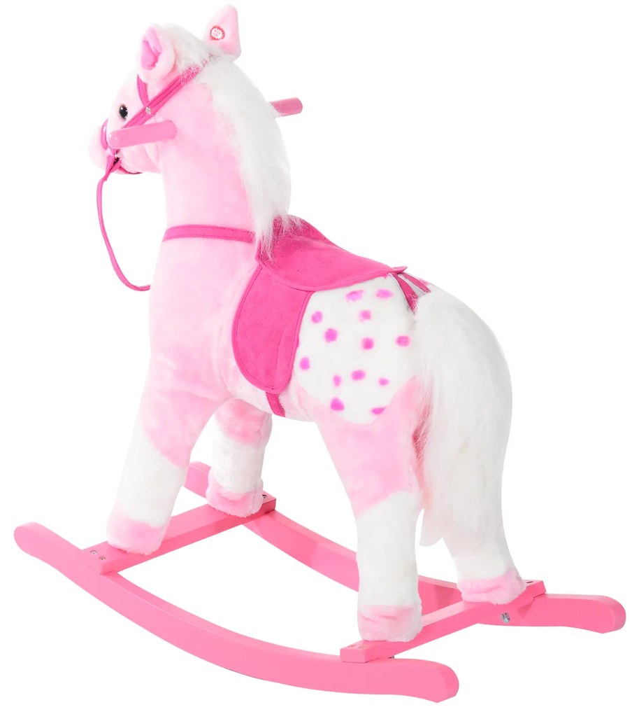 Cavalo de Baloiço para crianças a partir de 3 anos com Sons 74x28x65cm Rosa