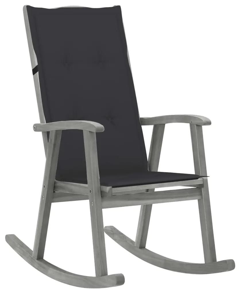 3064209 vidaXL Cadeira de baloiço com almofadões acácia maciça cinzento