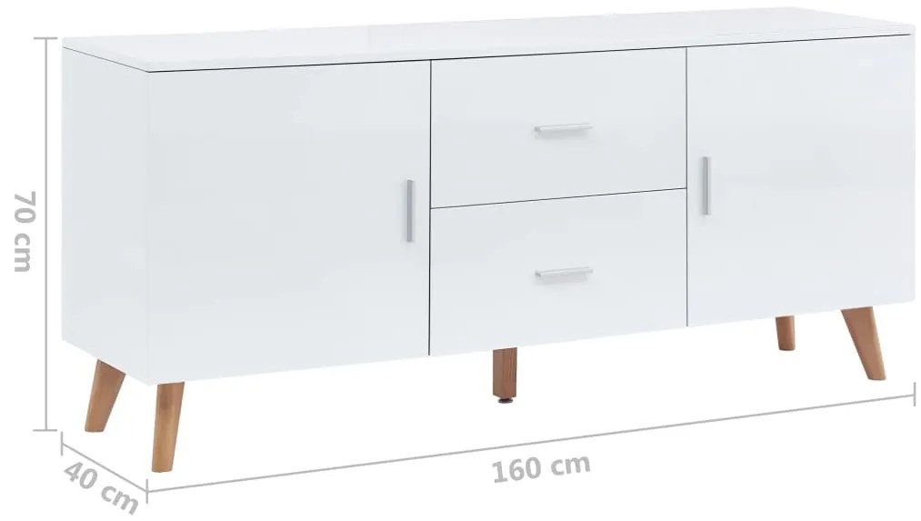 Aparador 160x40x70 cm MDF branco