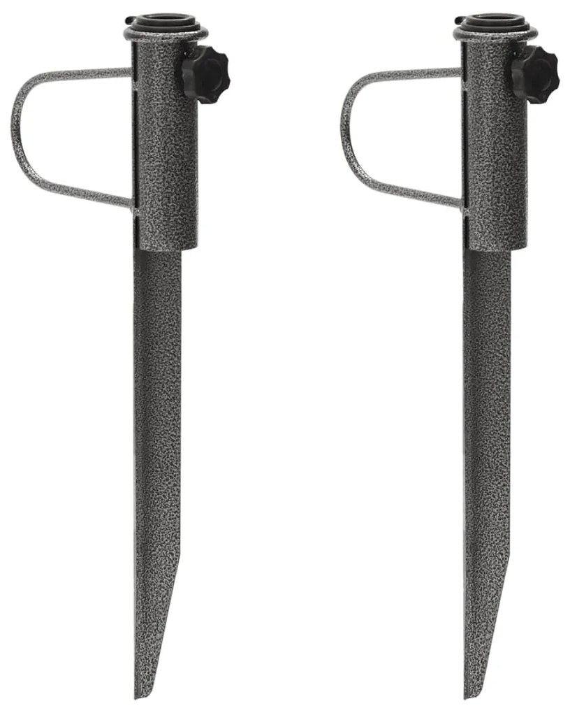 vidaXL Suportes de guarda-sol c/ espigões 2pcs 19x42cm aço galvanizado