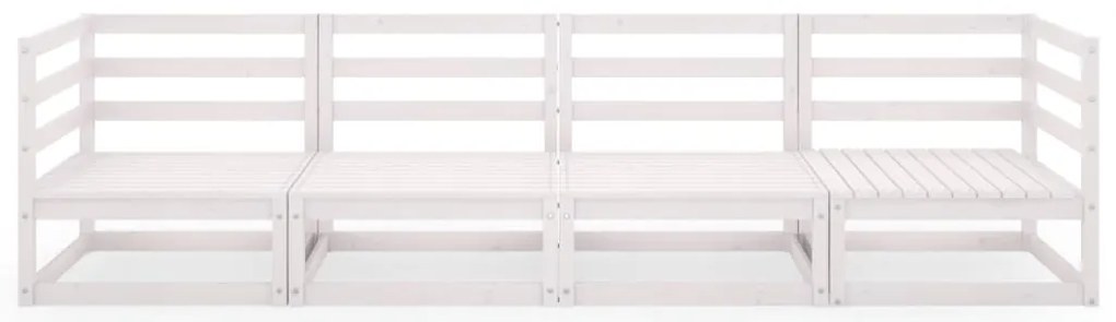 Sofá de 4 lugares para jardim pinho maciço branco