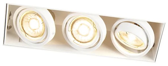 Foco embutido branco rotativo e inclinável sem moldura 3 luzes - Oneon Design,Moderno