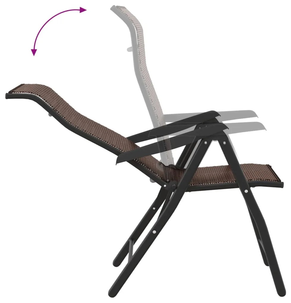Cadeiras de jardim dobráveis 2 pcs vime PE castanho