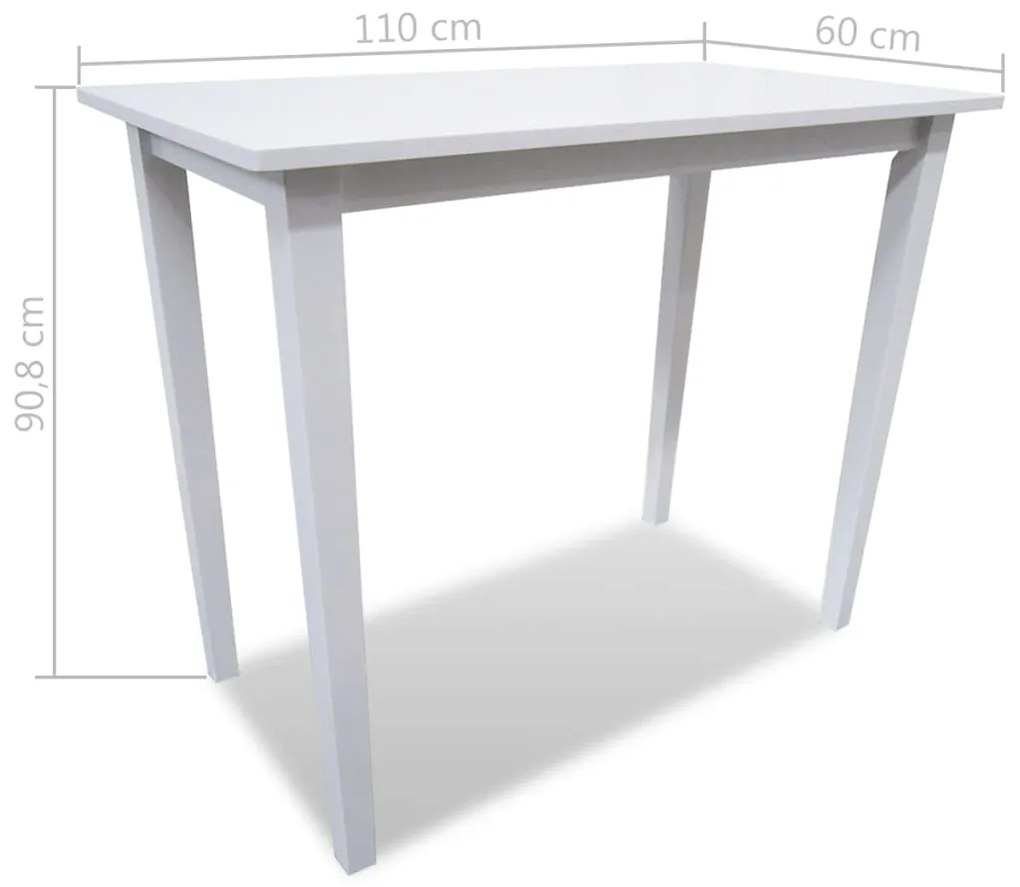 Consola de mesa branca e conjunto de 4 cadeiras de bar