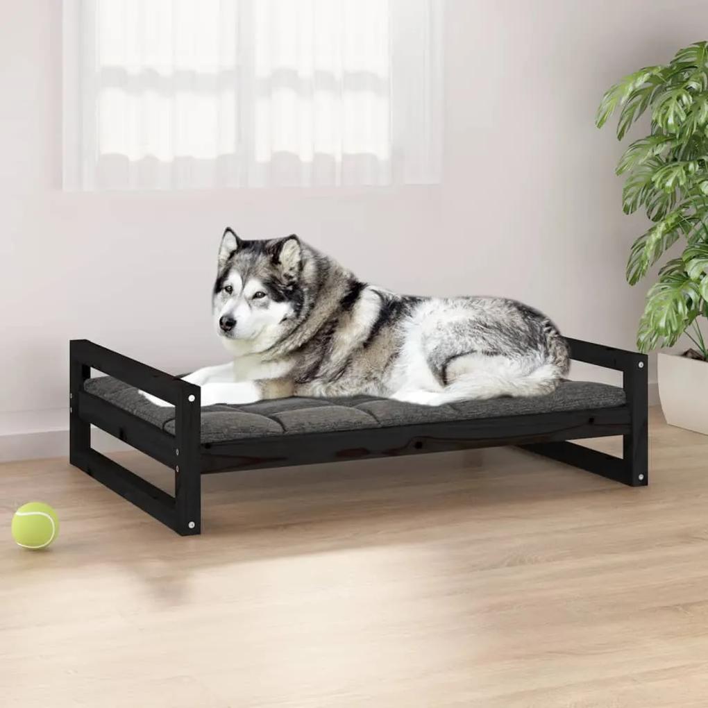 Cama para cães 105,5x75,5x28 cm madeira de pinho maciça preto
