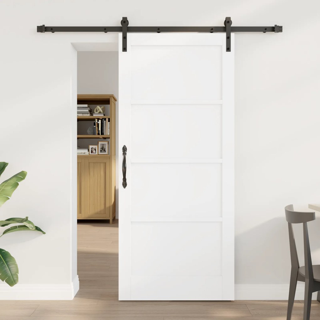 Porta Deslizante Conjunto de 2 Branca e preta Madeira, metal