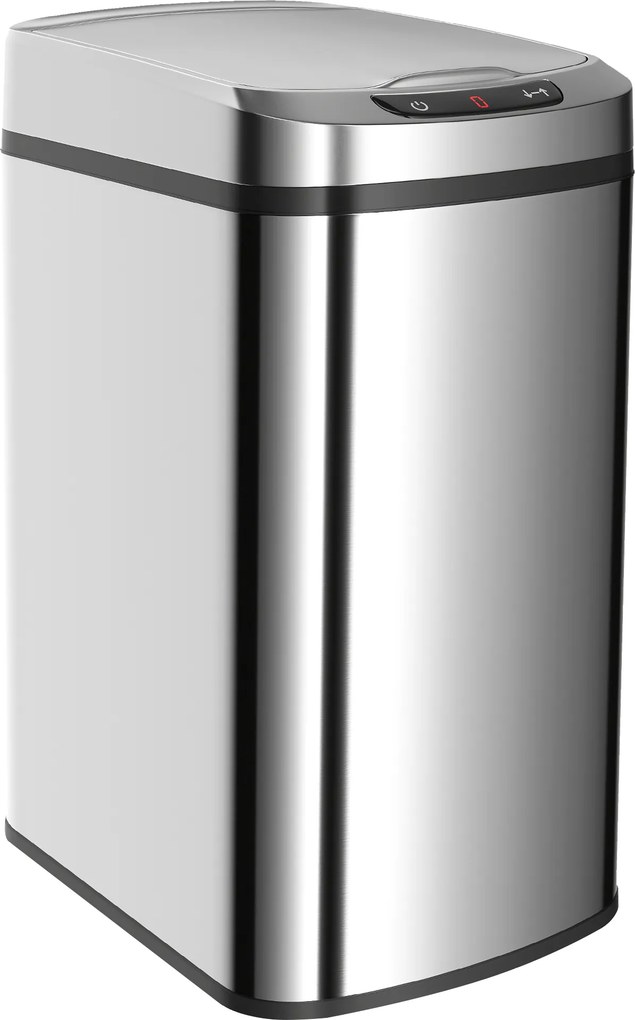 Caixote do lixo de cozinha automático de 12 L em aço inoxidável, com sensor e tampa, 28 x 22 x 41 cm, prateado