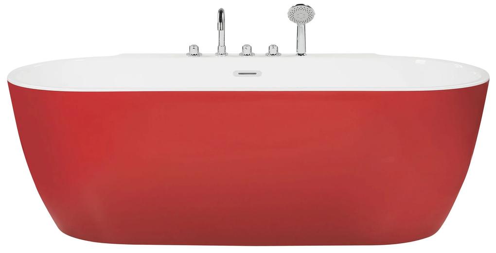 Banheira autónoma em acrílico vermelho 170 x 80 cm ROTSO Beliani