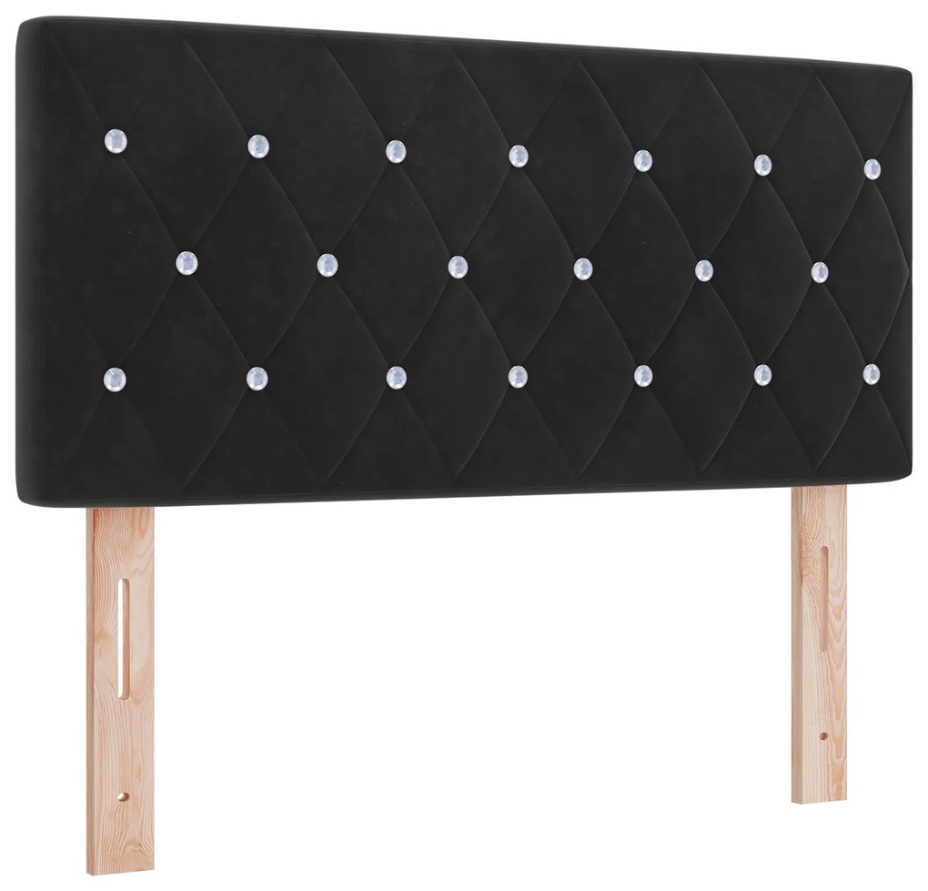 Cama Box Spring com Colchão Preta Solteiro Veludo