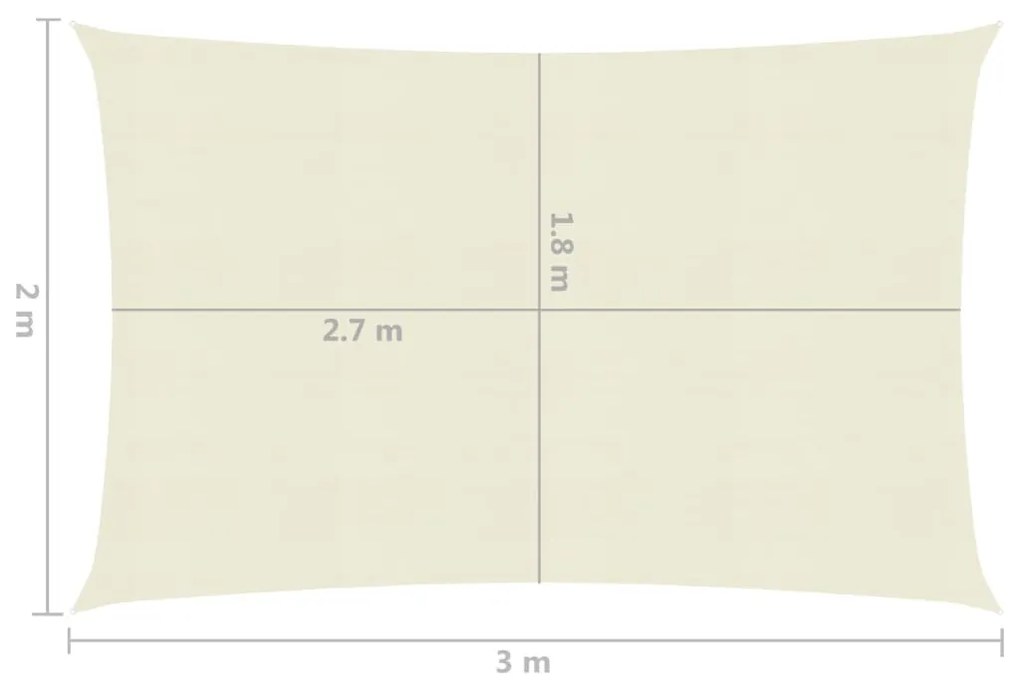 Para-sol estilo vela 160 g/m² 2x3 m PEAD cor creme