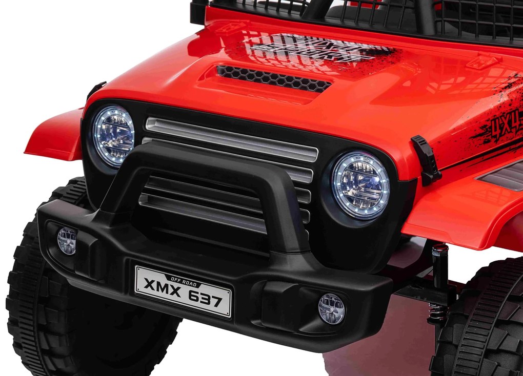 Jipe elétrico para Crianças 12V OFF ROAD 4x4 SPORT Rodas de EVA, Assento de couro Vermelho