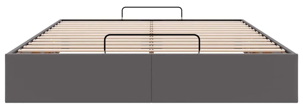 Estrutura de cama otomana sem colchão 140x200 cm cinzento