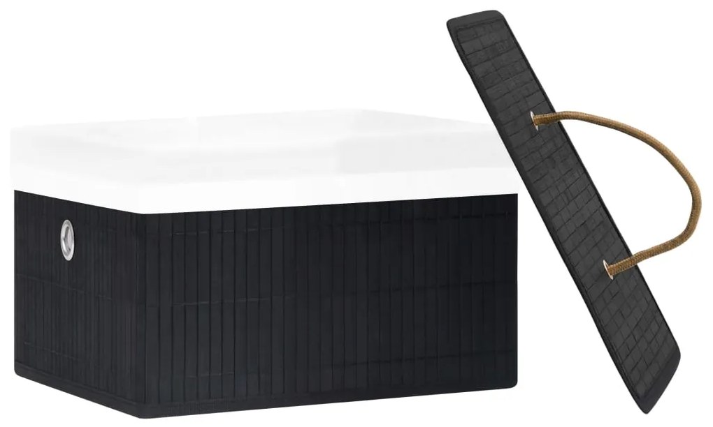 Caixas de arrumação 4 pcs bambu preto