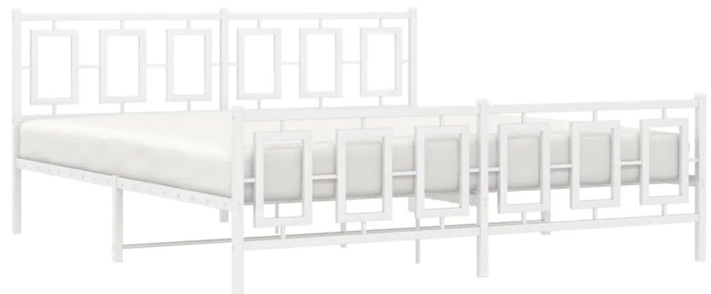 Estrutura de cama com cabeceira e pés 183x213 cm metal branco