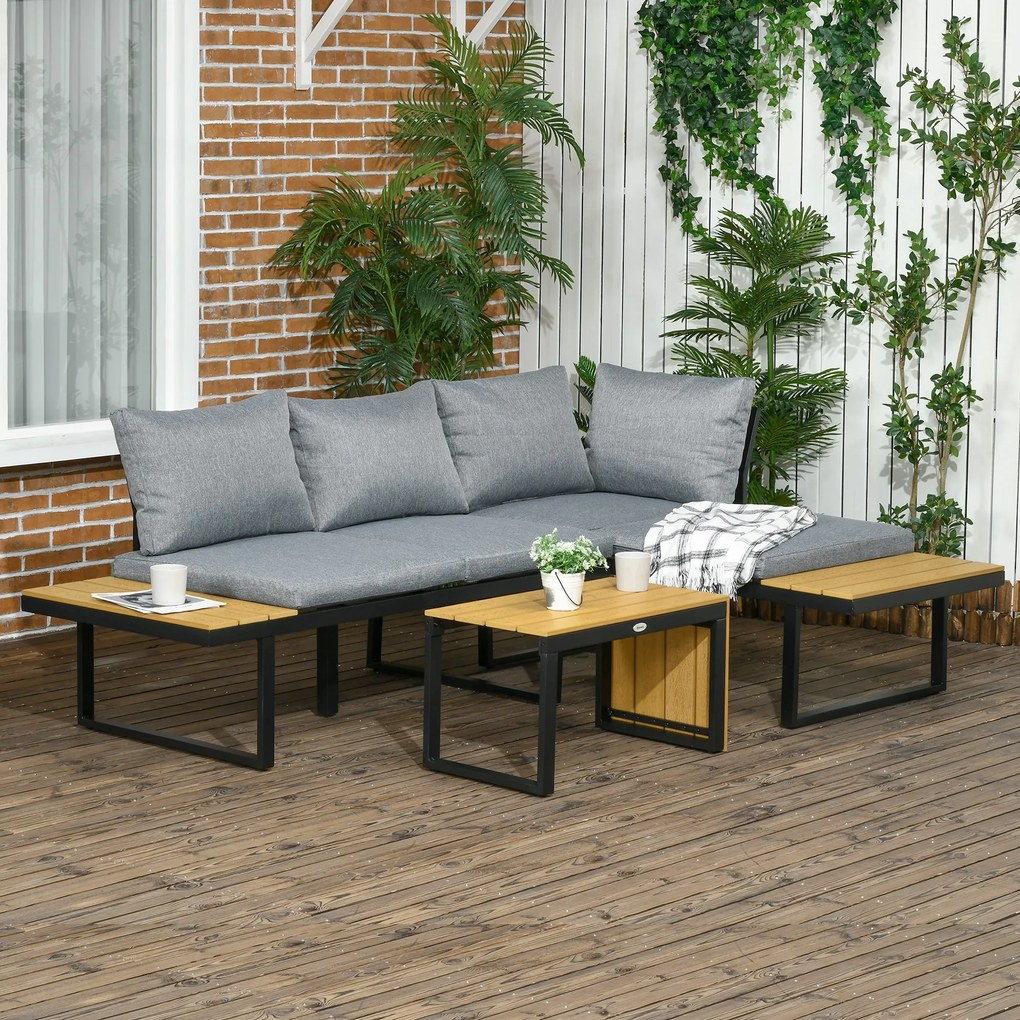 Outsunny Conjunto Móveis de Jardim de Alumínio 3 Peças Conjunto de Móv