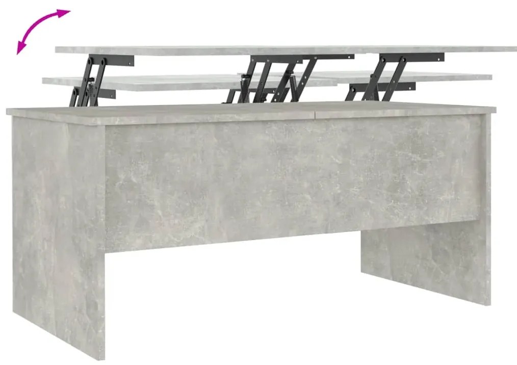 Mesa de centro 102x50,5x46,5cm madeira processada cinza cimento
