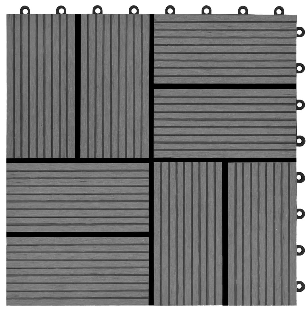 Ladrilhos de pavimento 22 pcs WPC 2m² 30x30 cm cinzento