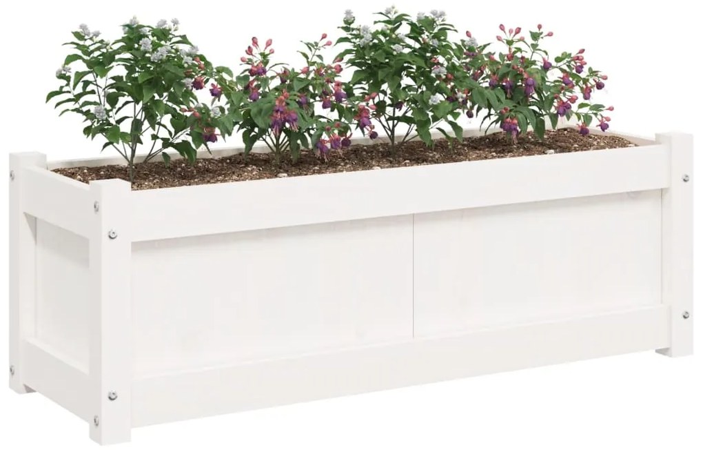 Vaso/floreira de jardim 90x31x31 cm pinho maciço branco
