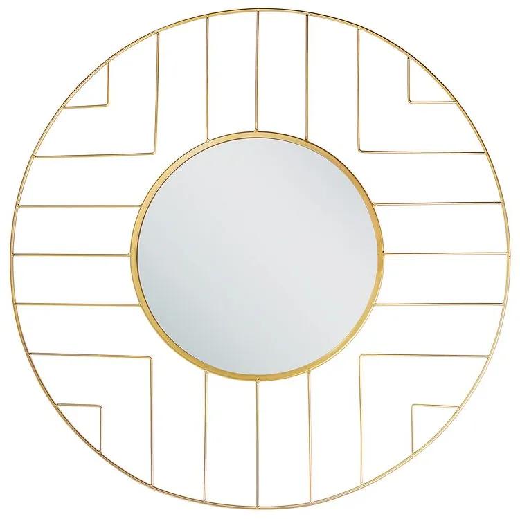 Espelho de parede redondo em metal dourado ø 60 cm HESDIN Beliani