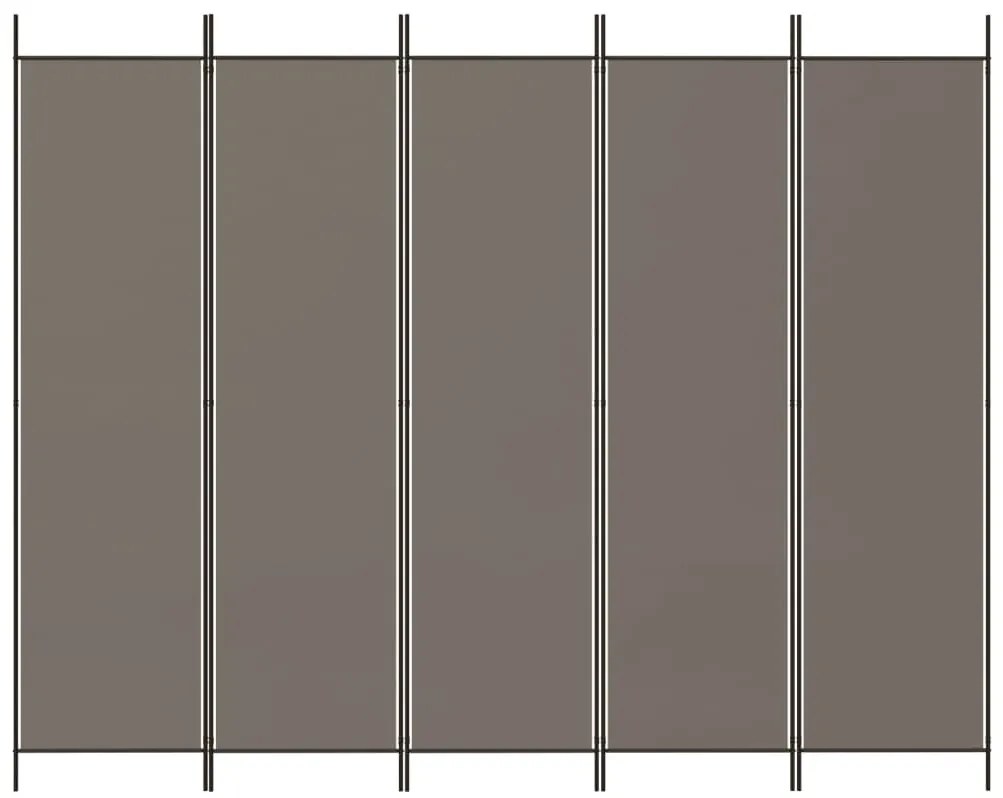Divisória de quarto com 5 painéis 250x200 cm tecido antracite