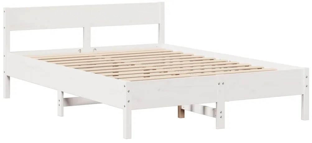 Cama sem colchão 140x200 cm madeira de pinho maciça branco