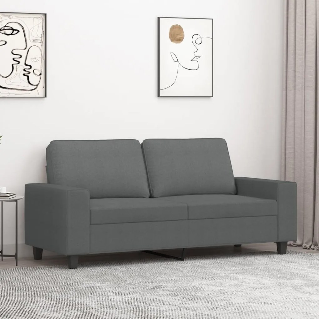 vidaXL Sofá de 2 lugares em tecido 140 cm cinzento-escuro