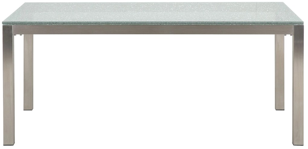Mesa de refeições em inox e tampo em vidro temperado 180 x 90 cm GROSSETO Beliani