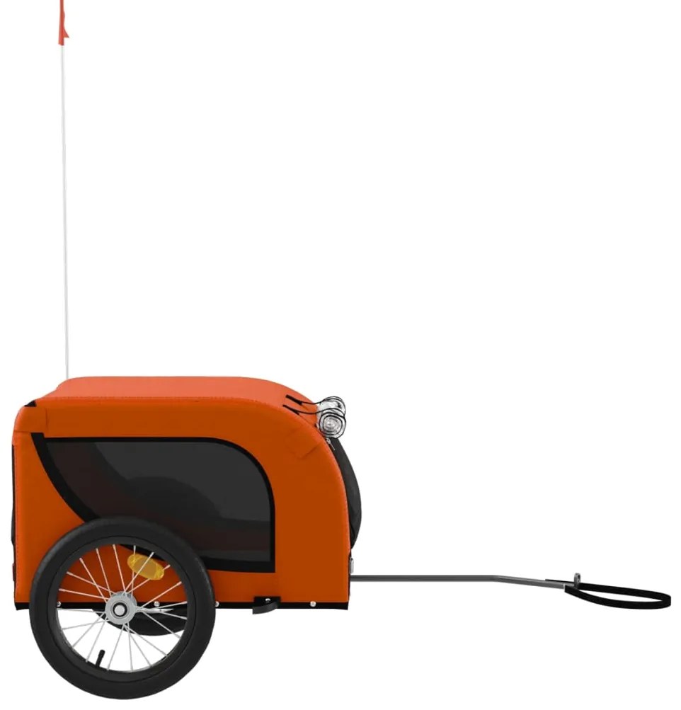 Reboque bicicleta p/ animais tecido oxford/ferro laranja/preto