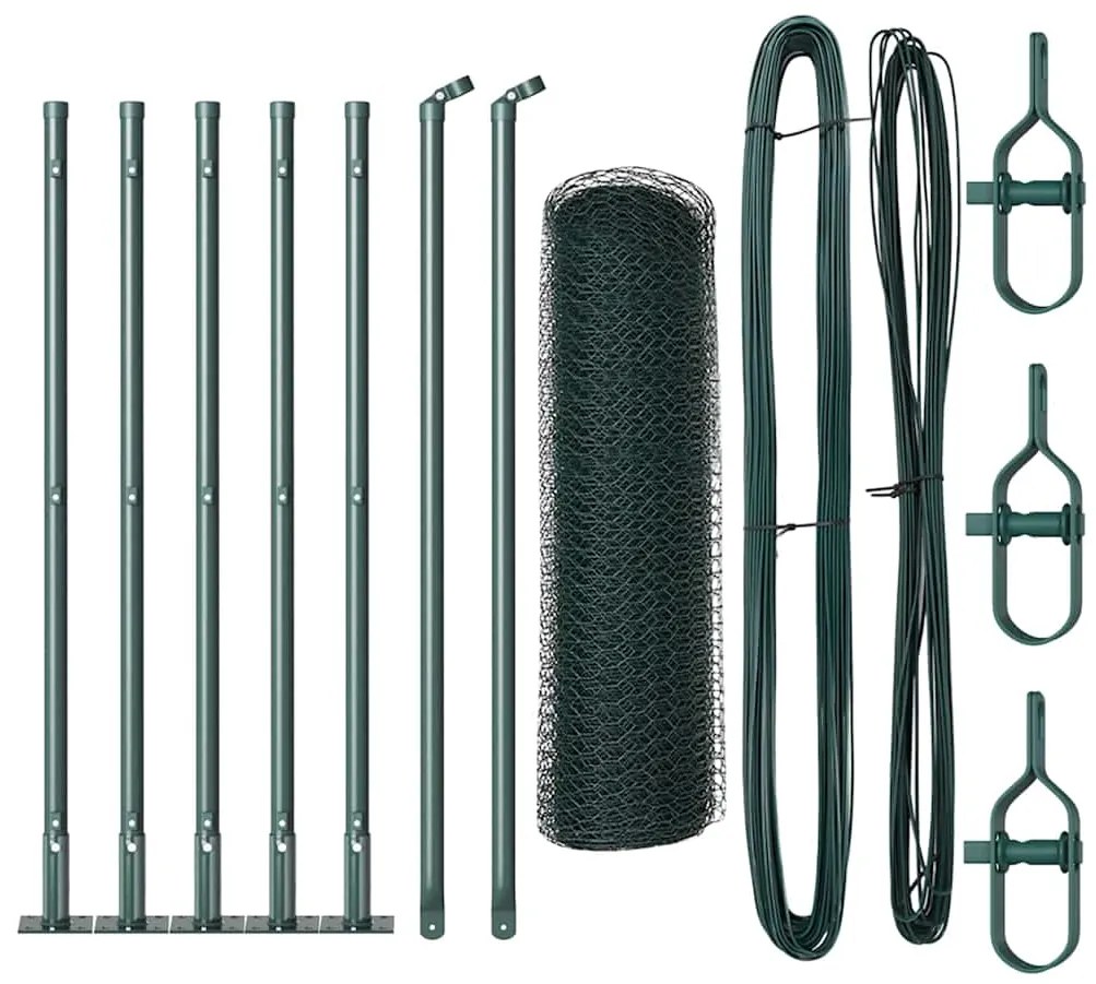 Cerca Hexagonal vidaXL Verde 0,4x10 m Aço