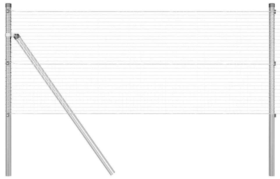 Cerca de Arame Soldado com 7 Postes 0.4x10 m de Aço Galvanizado
