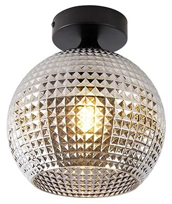 Candeeiro de teto Art Deco preto com vidro fumê - Sphere Art Deco