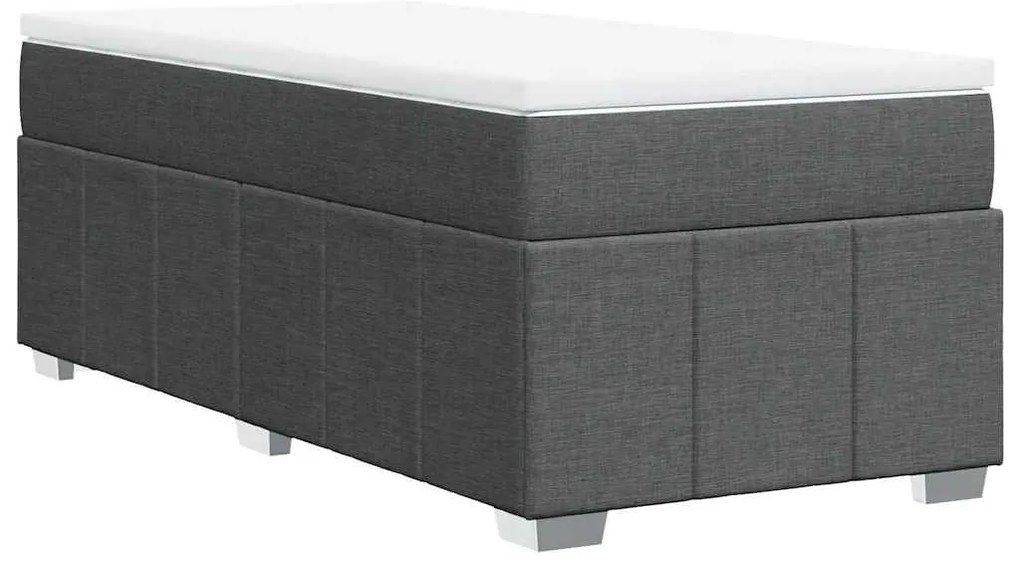 Cama com molas/colchão 100x200 cm tecido cinza-escuro
