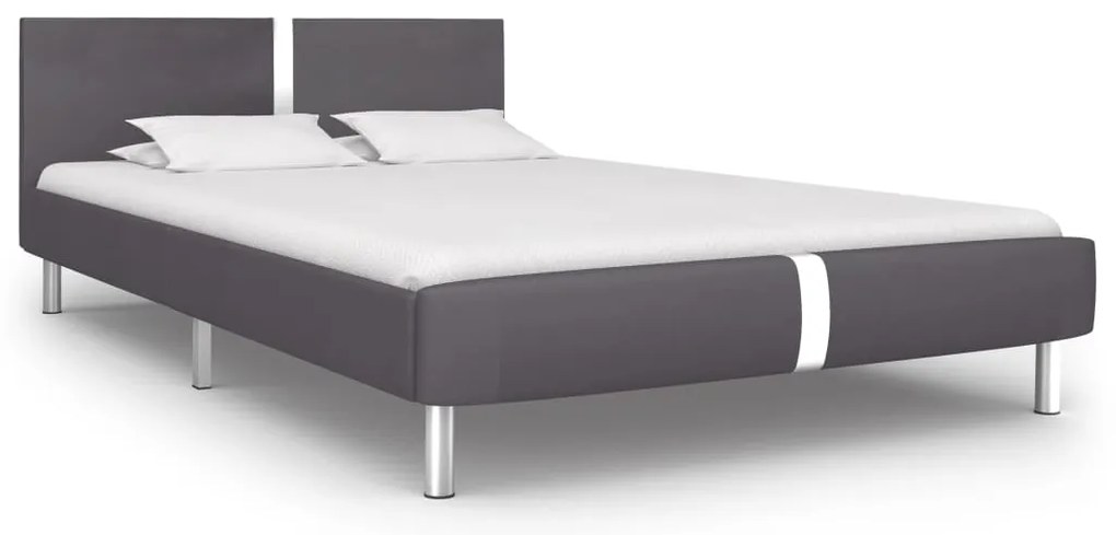 Estrutura de cama 140x200 cm couro artificial cinzento