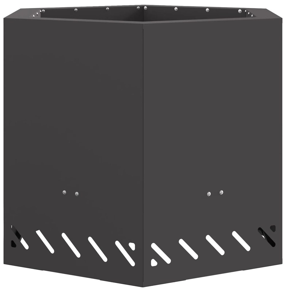 Fogueira Sem Fumaça Hexagonal Preta 58x58x51 cm Aço