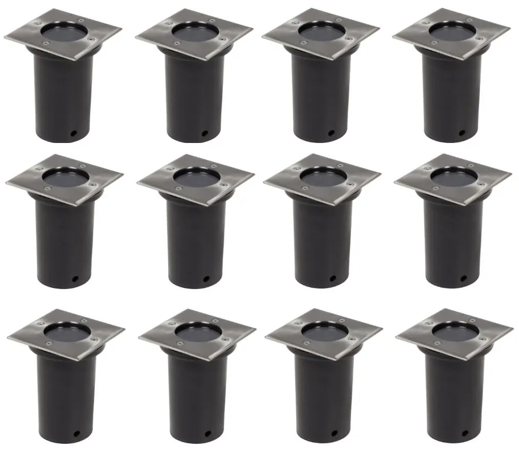 Iluminação para chão de exterior 12 pcs quadrado