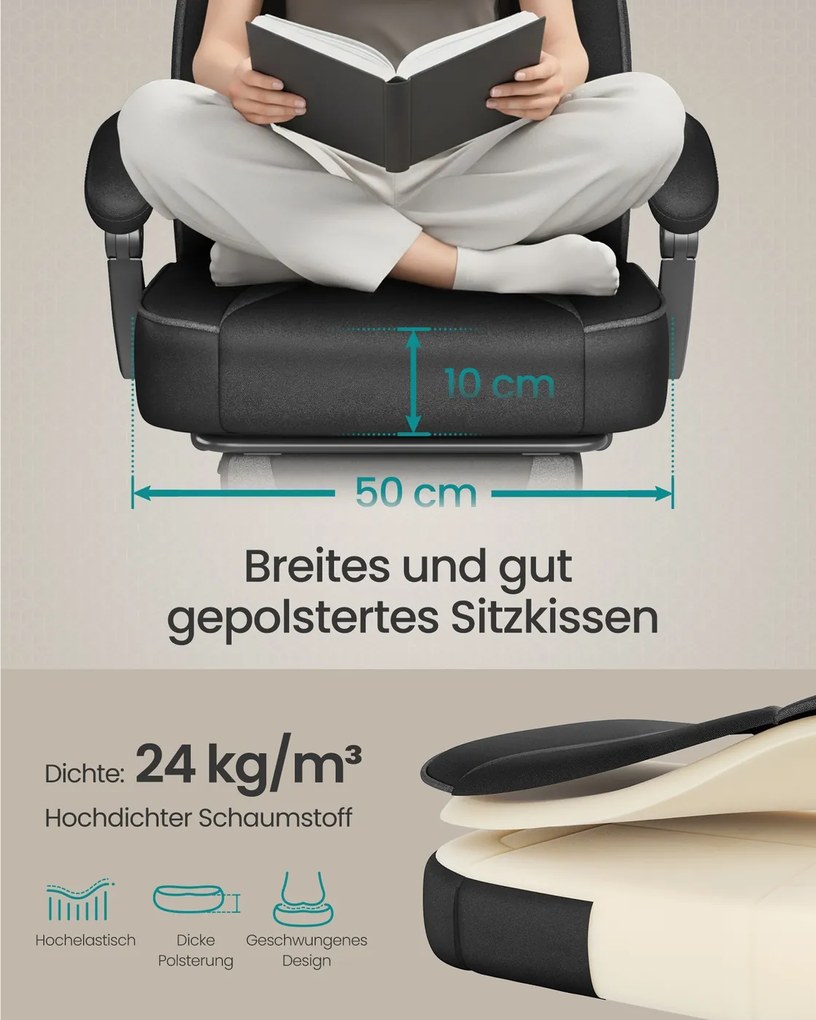 Cadeira gaming com apoio para os pés, apoio para a cabeça e almofada lombar, preto e cinza-ardósia